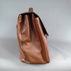 PRADA Brown Saffiano Textured Leather Large Briefcase