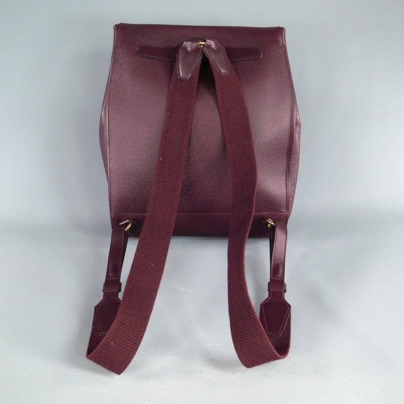 Women's or Men's LOUIS VUITTON Acajou Taiga Textured Leather Burgundy CASSIAR Back Pack