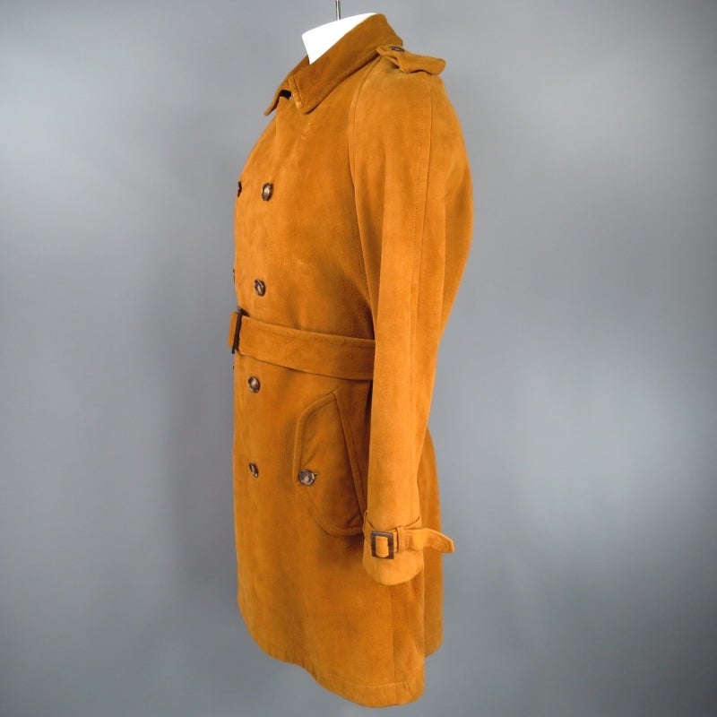 Orange MICHAEL KORS Men's 40 Tan Suede Belted Trenchcoat