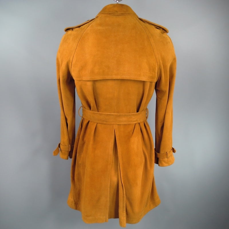 MICHAEL KORS Men's 40 Tan Suede Belted Trenchcoat 1