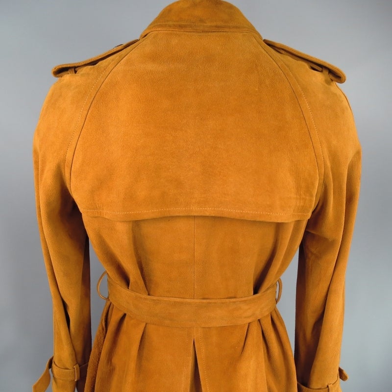 MICHAEL KORS Men's 40 Tan Suede Belted Trenchcoat 2