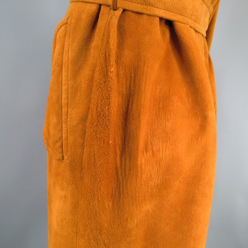 MICHAEL KORS Men's 40 Tan Suede Belted Trenchcoat In Excellent Condition In San Francisco, CA