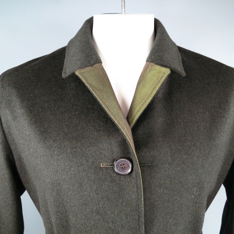 BURBERRY PRORSUM 42 Hunter Green Wool / Cashmere Two Toned Reversible Coat 3