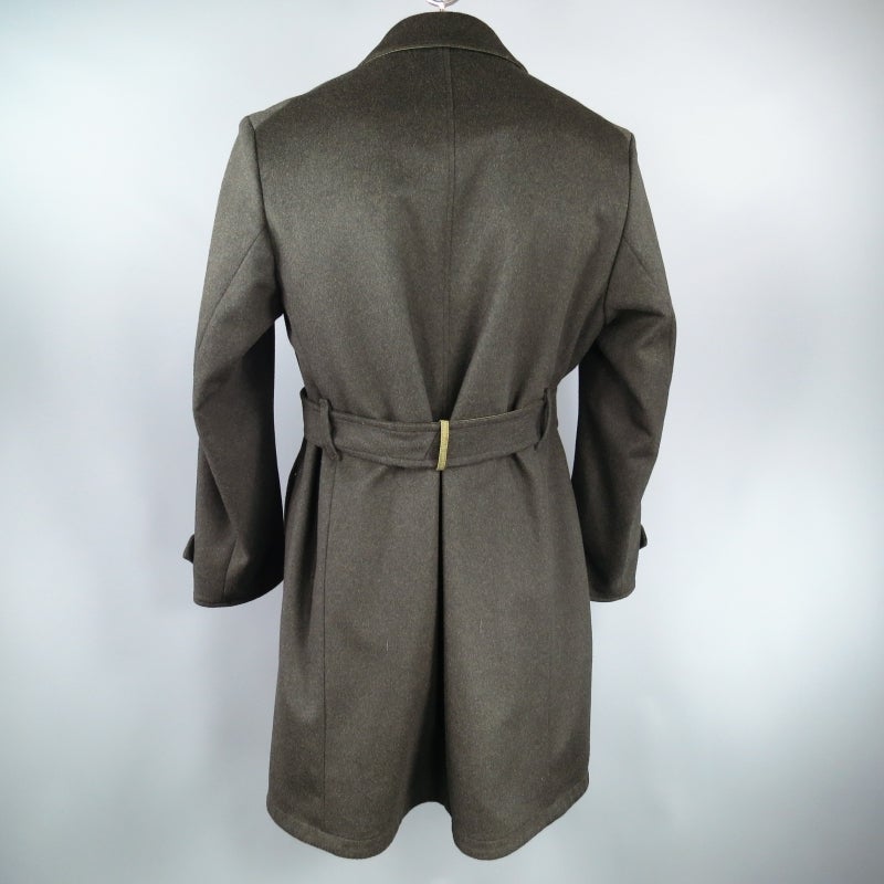 BURBERRY PRORSUM 42 Hunter Green Wool / Cashmere Two Toned Reversible Coat 1