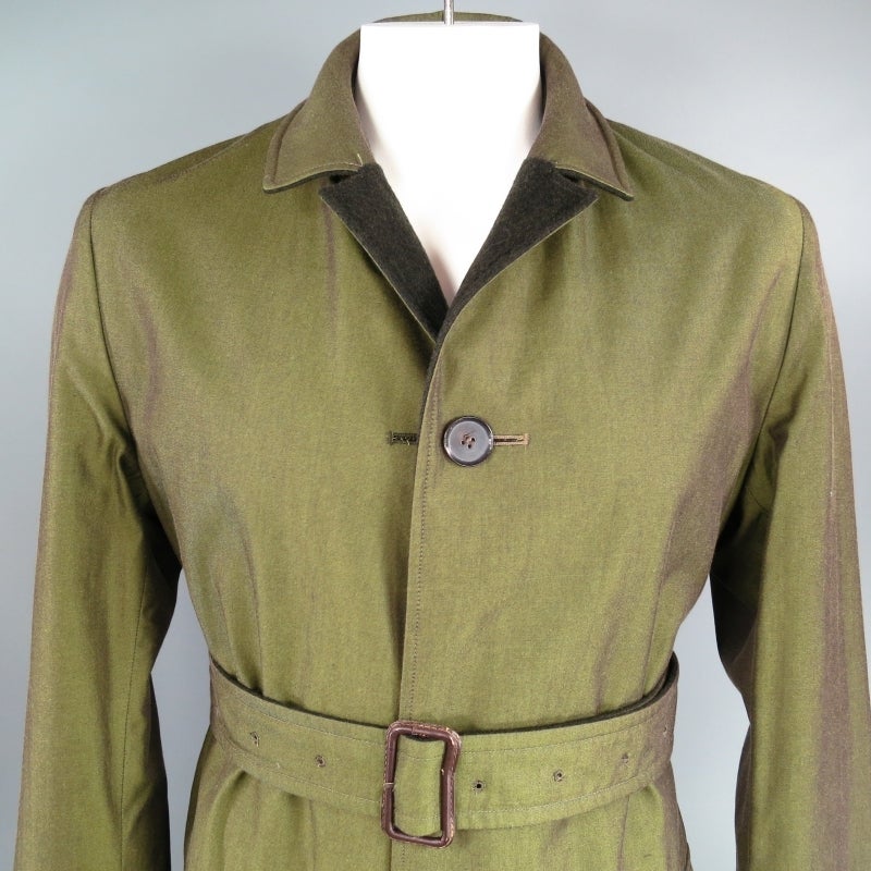 BURBERRY PRORSUM 42 Hunter Green Wool / Cashmere Two Toned Reversible Coat 4