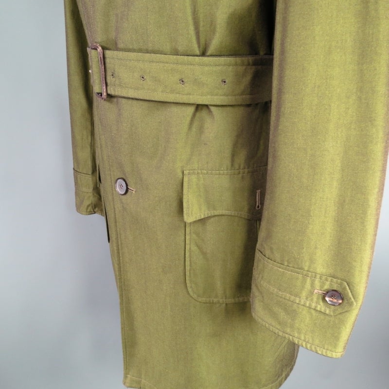 BURBERRY PRORSUM 42 Hunter Green Wool / Cashmere Two Toned Reversible Coat 5
