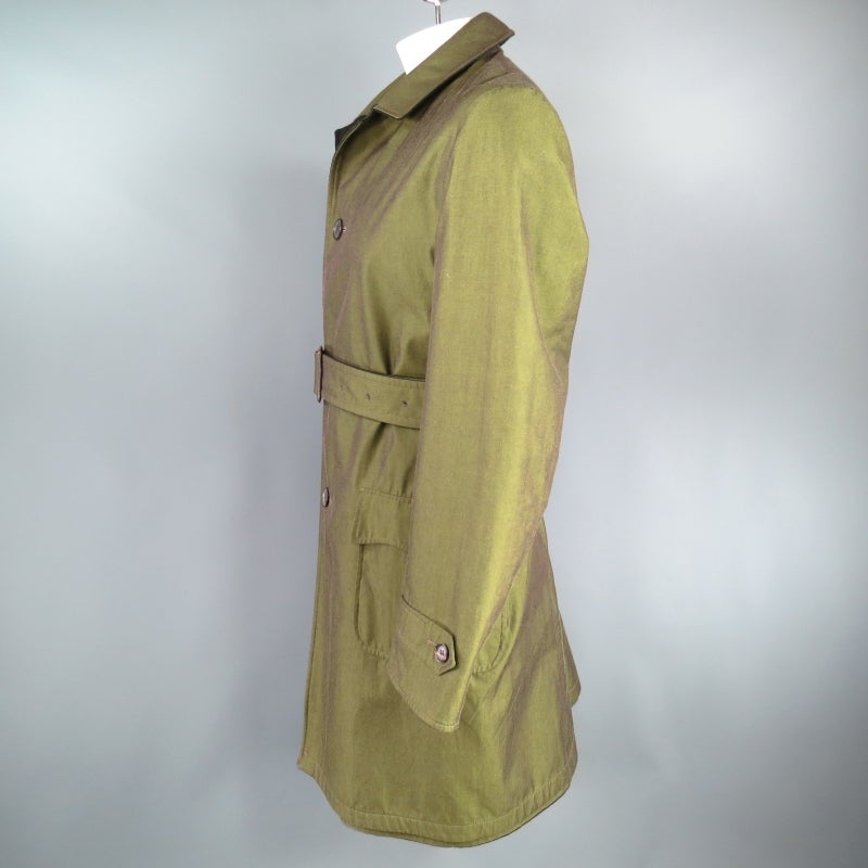 Men's BURBERRY PRORSUM 42 Hunter Green Wool / Cashmere Two Toned Reversible Coat