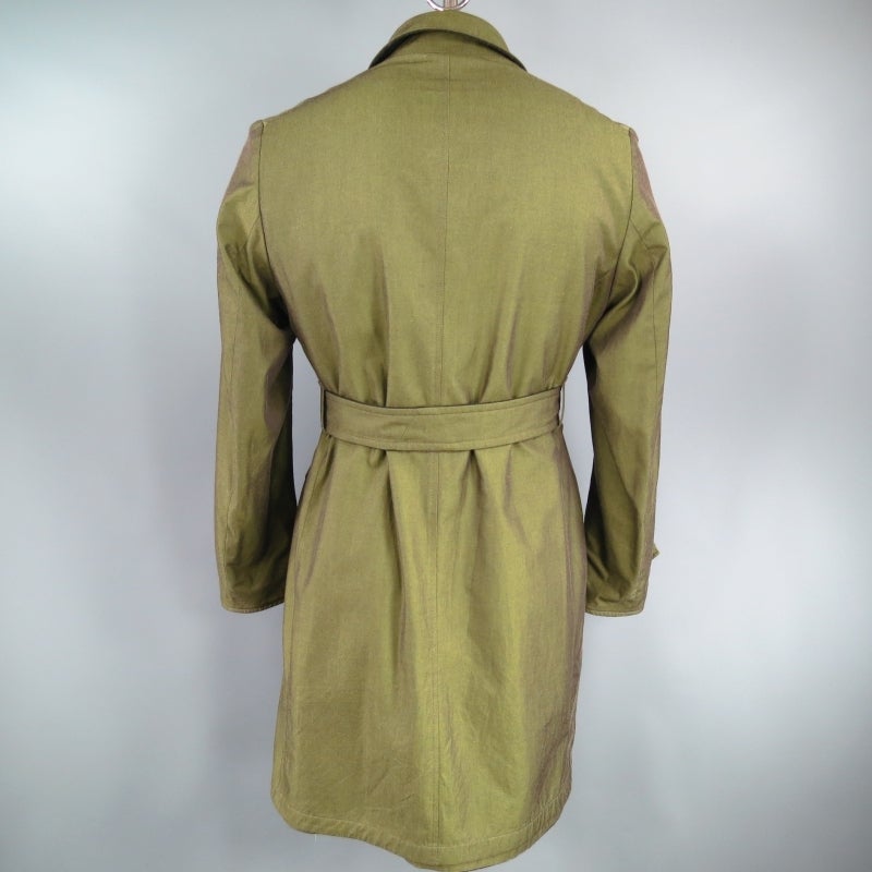 BURBERRY PRORSUM 42 Hunter Green Wool / Cashmere Two Toned Reversible Coat 2