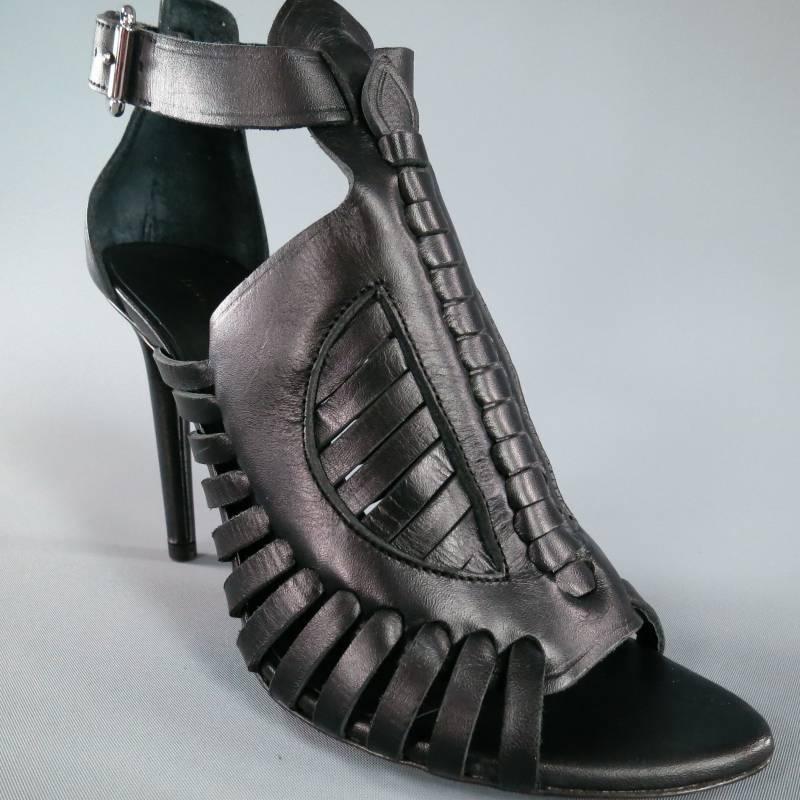 Proenza Schouler Black Leather Strappy Woven Sandals 2