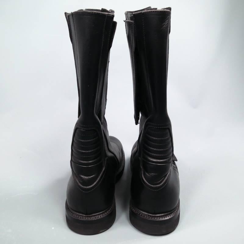 RICK OWENS Size 10.5 Black Leather Tall Zip Boots 3