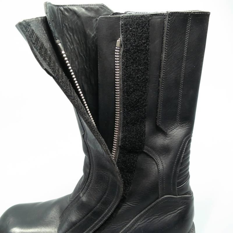 Men's RICK OWENS Size 10.5 Black Leather Tall Zip Boots