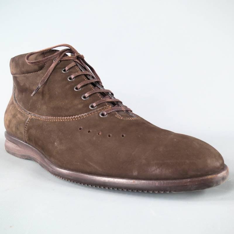 John Lobb Brown Nubuck Lace up Ankle Boots, Size 8  1