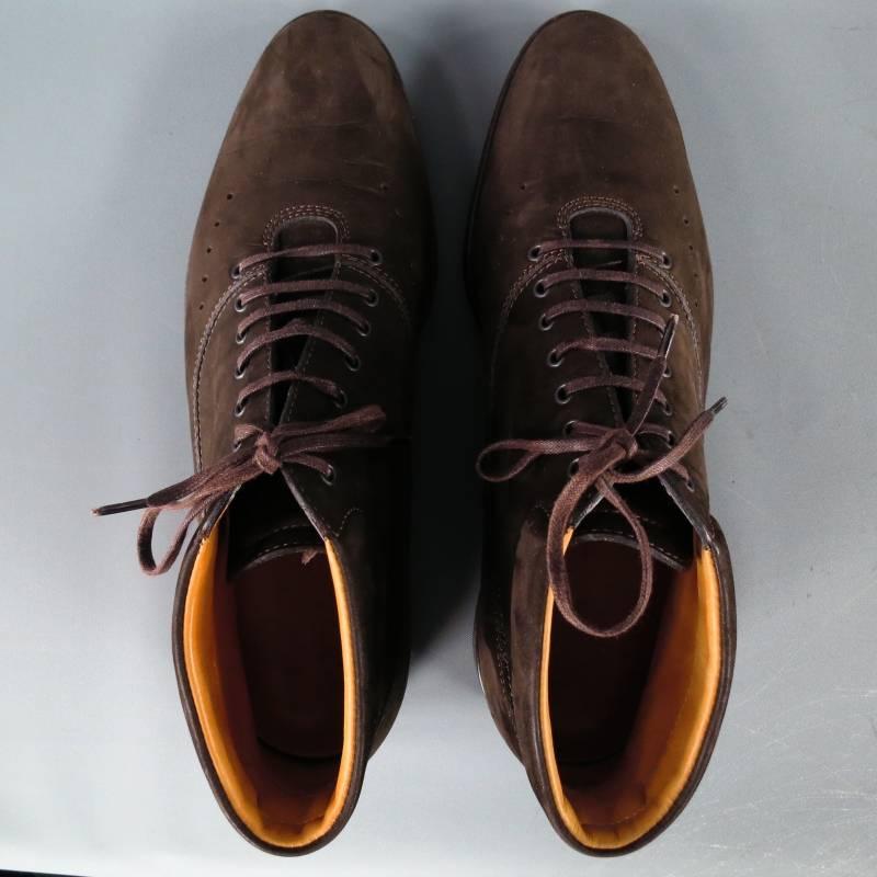 John Lobb Brown Nubuck Lace up Ankle Boots, Size 8 3