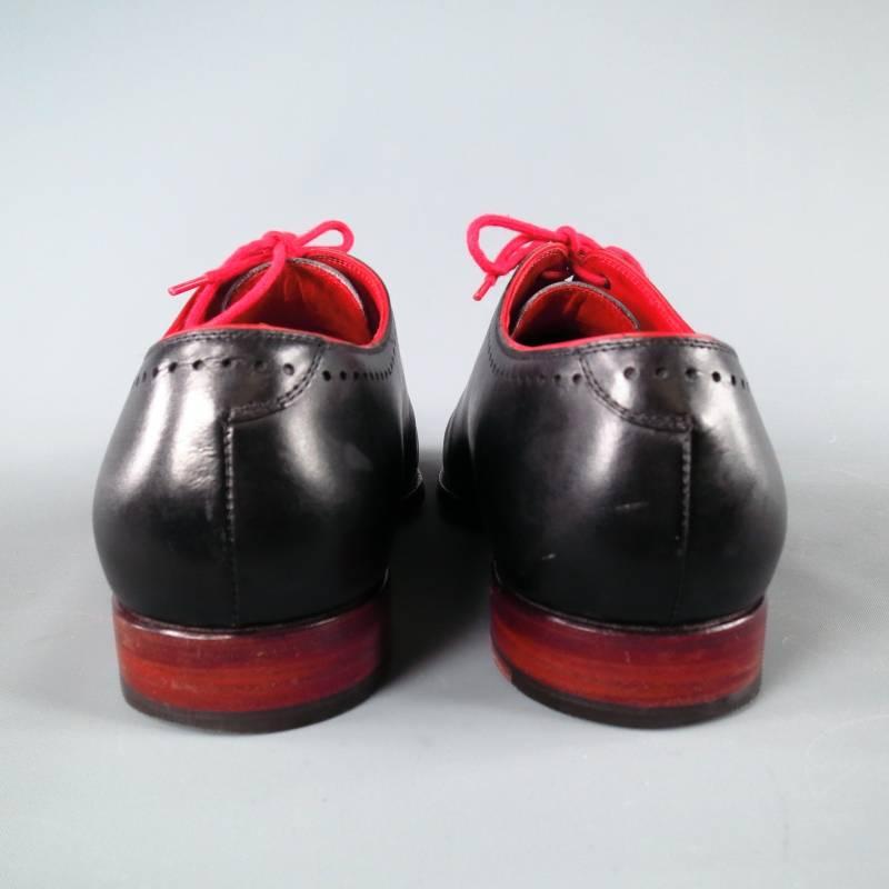 KITON Size 7.5 Men's Black & Red Leather Lace Up 5