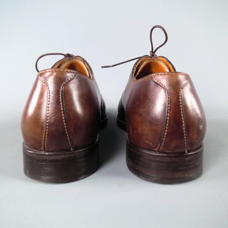 TANINO CRISCI Size 7.5 Brown Two Tone Top Stitch Leather Lace Up 3