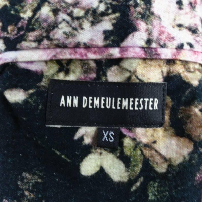 ANN DEMEULEMEESTER 36 Floral / Black Reversable Cotton Vest Fall 2008 In Excellent Condition In San Francisco, CA