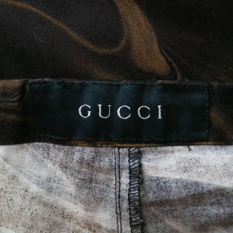 GUCCI by TOM FORD Men's 32 Olive & Black Print Cargo Wide Leg Spring 2001 Pants 3