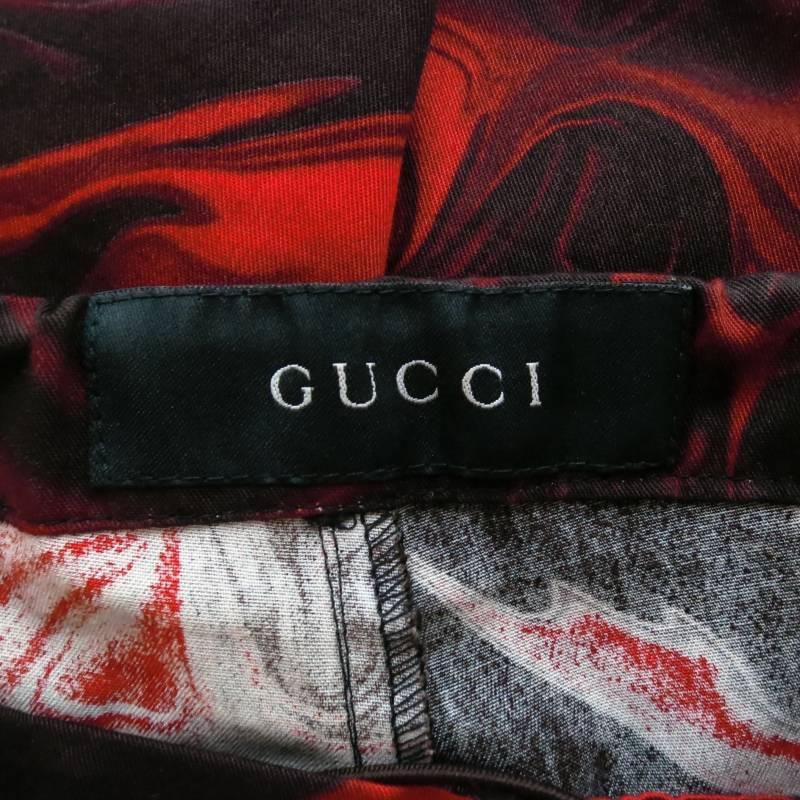 GUCCI by TOM FORD Men's 30 Red & Black Cargo Wide Leg Spring 2001 Pants 7