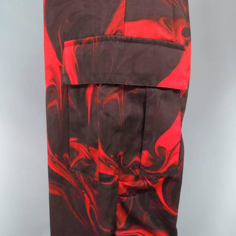GUCCI by TOM FORD Men's 30 Red & Black Cargo Wide Leg Spring 2001 Pants 3