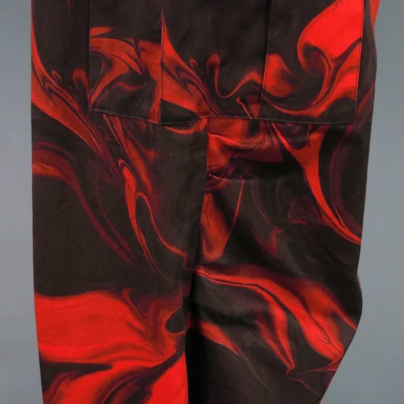 GUCCI by TOM FORD Men's 30 Red & Black Cargo Wide Leg Spring 2001 Pants 5