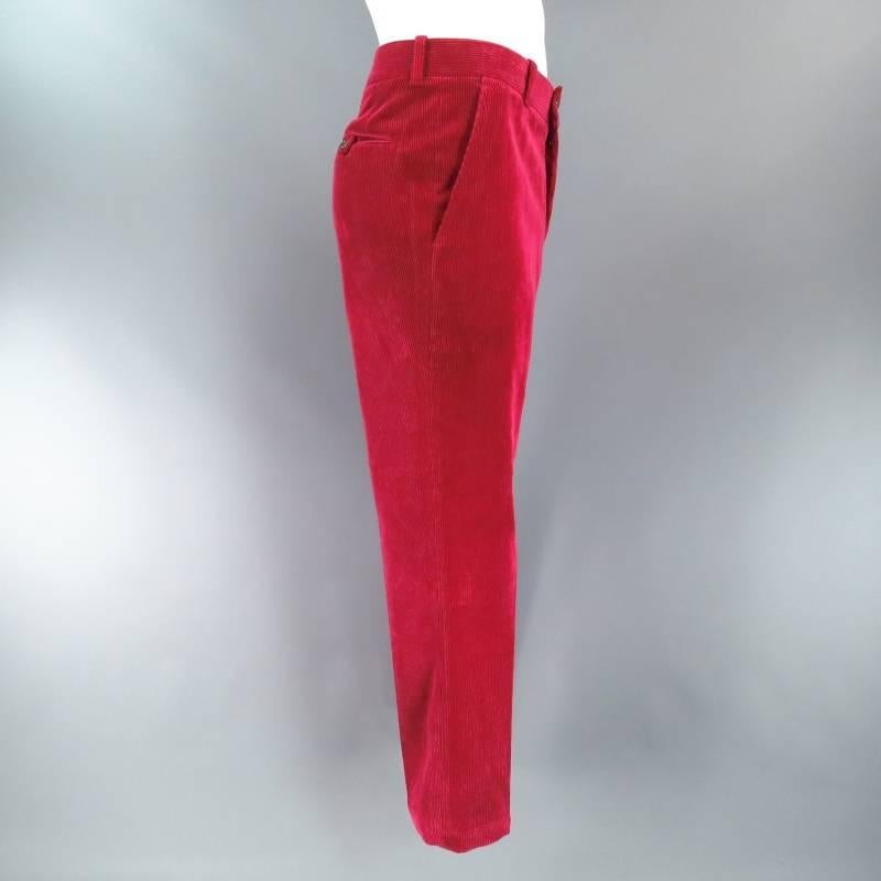 TOM FORD Size 33 Men's Burgundy Red Corduroy Dress Pants In Good Condition In San Francisco, CA