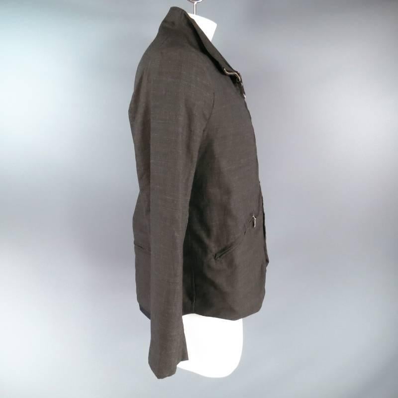 PAUL HARNDEN 44 Dunkelgrau Glenplaid Wolle Spitzensaum Zip Jacke 1