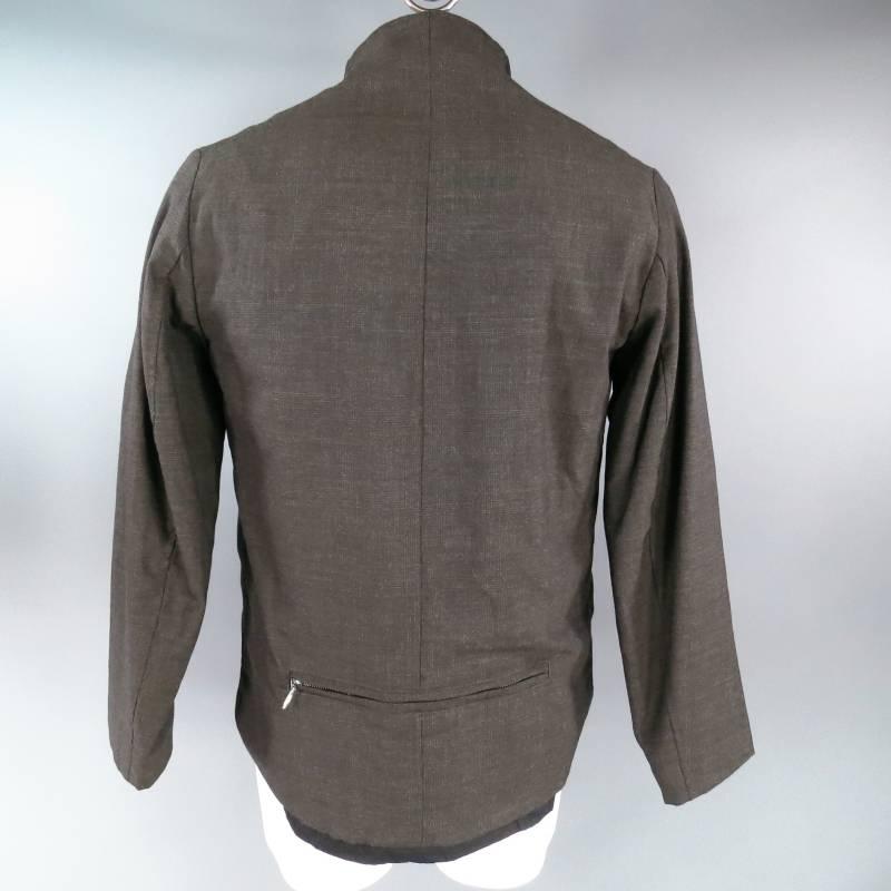 PAUL HARNDEN 44 Dunkelgrau Glenplaid Wolle Spitzensaum Zip Jacke 2