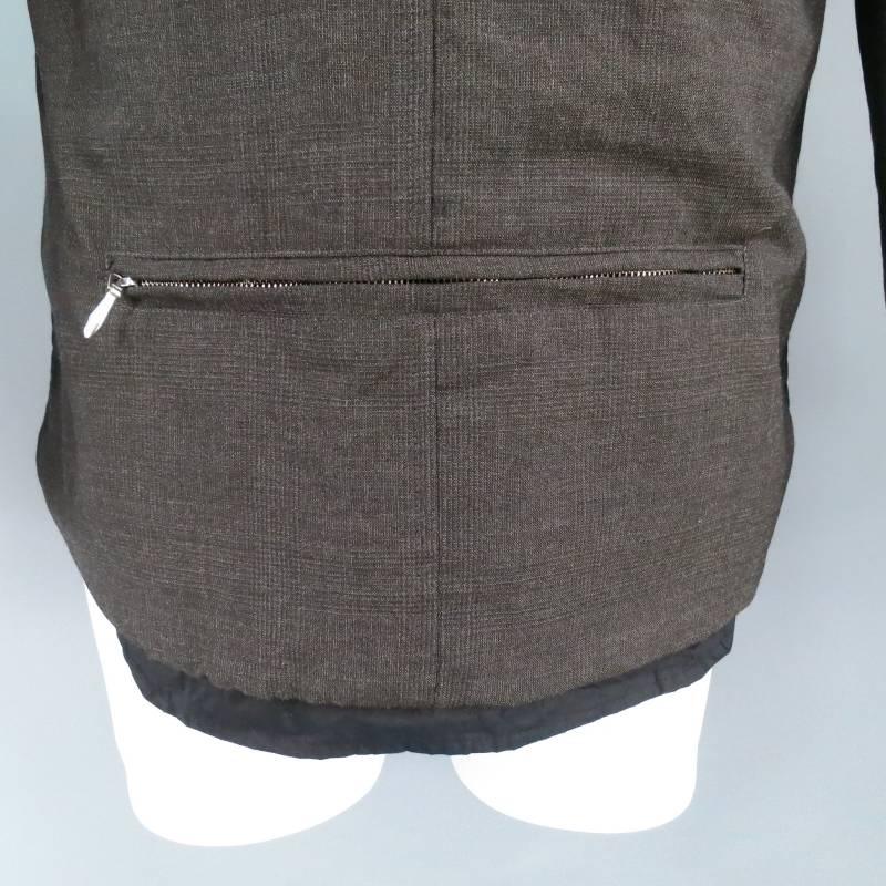 PAUL HARNDEN 44 Dunkelgrau Glenplaid Wolle Spitzensaum Zip Jacke 3