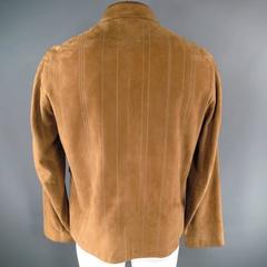 HERMES Men's 42 Khaki Suede Zip Jacket