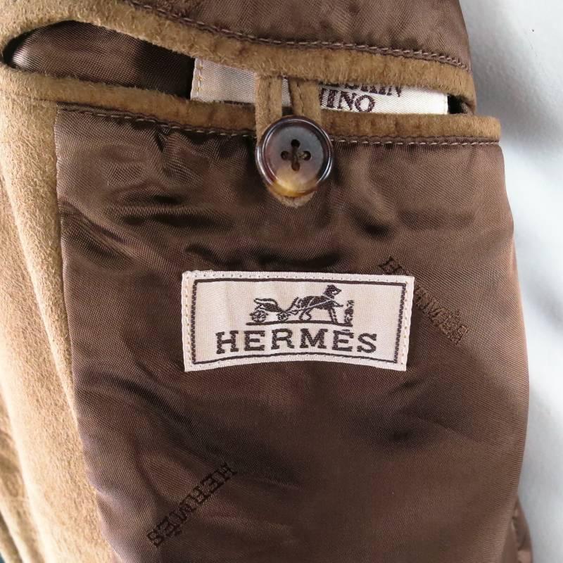 HERMES Men's 42 Khaki Suede Zip Jacket In Good Condition In San Francisco, CA