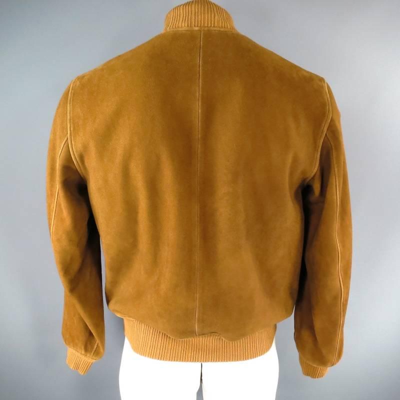 RRL by RALPH LAUREN Men's 40 Tan Suede Patch Pocket Bomber Jacket at