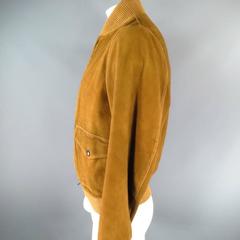 RRL by RALPH LAUREN Men's 40 Tan Suede Patch Pocket Bomber Jacket