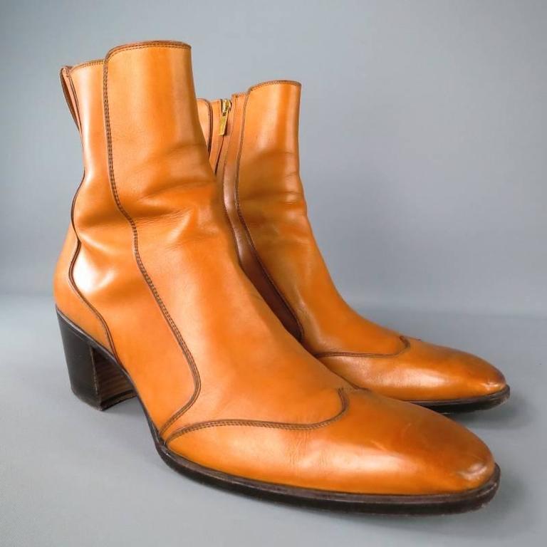 YVES SAINT LAURENT Size 11 Tan Leather Johnny Boots at