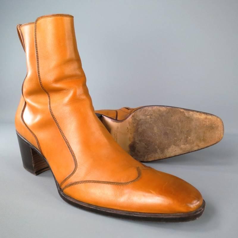 YVES SAINT LAURENT Größe 11 Tan Leder Johnny Stiefel 2