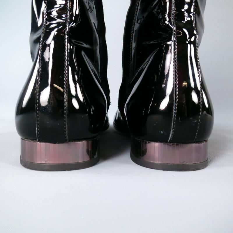 GUCCI Size 9.5 Black Patent Leather High Collar Lace Up / Zipper Boots 5
