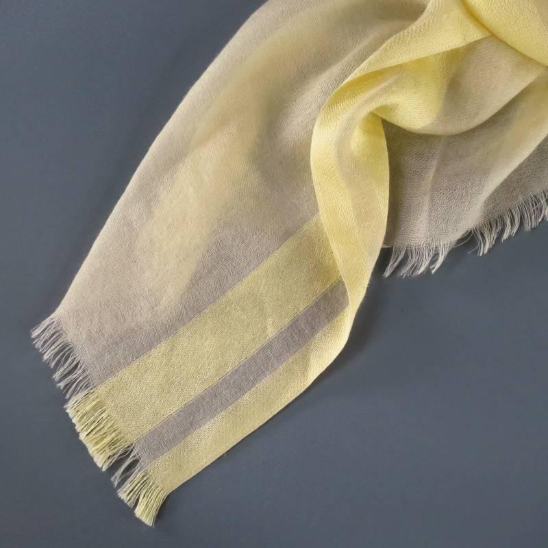 LORO PIANA Pastel Yellow Cashmere - Silk Shadow Scarf Shawl In Excellent Condition In San Francisco, CA