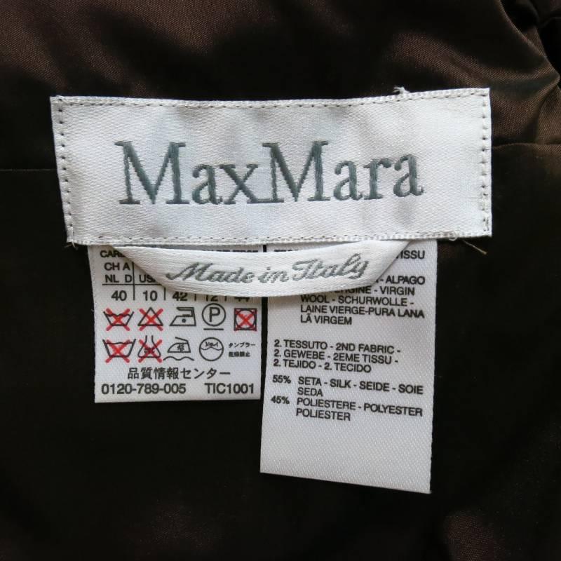 MAX MARA Size 10 Brown Fuzzy Textured Alpaca / Vrgin Wool Reversible Coat 1