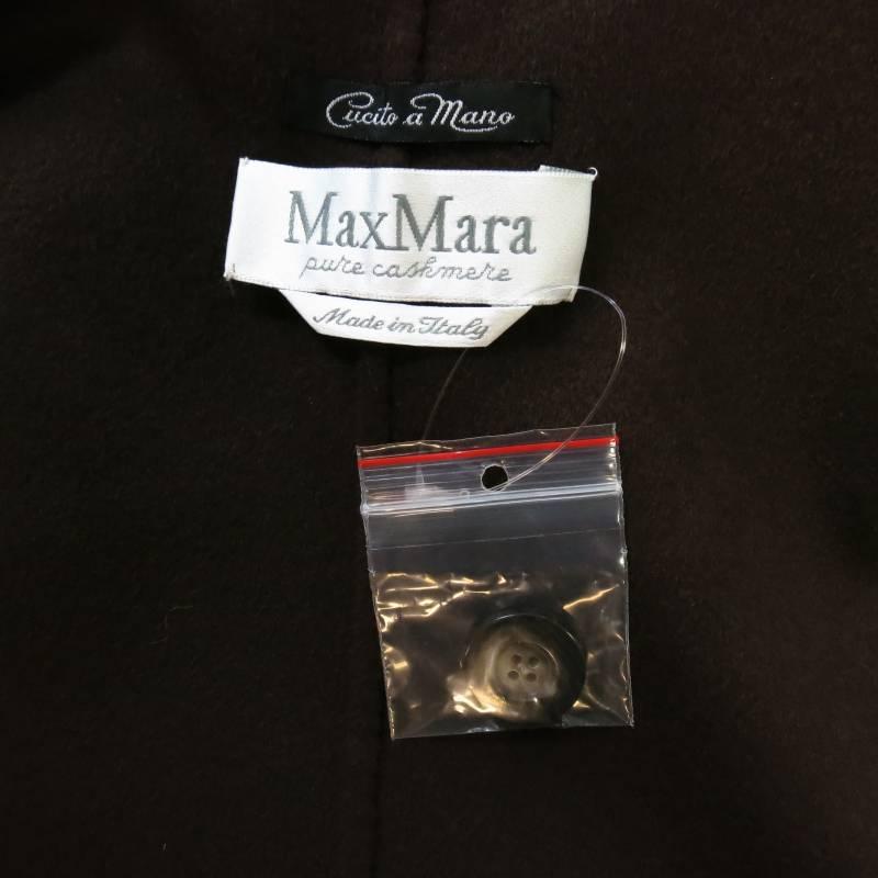 MAX MARA Size 4 Brown Cashmere Hooded Patch Pocket Shawl Coat 5