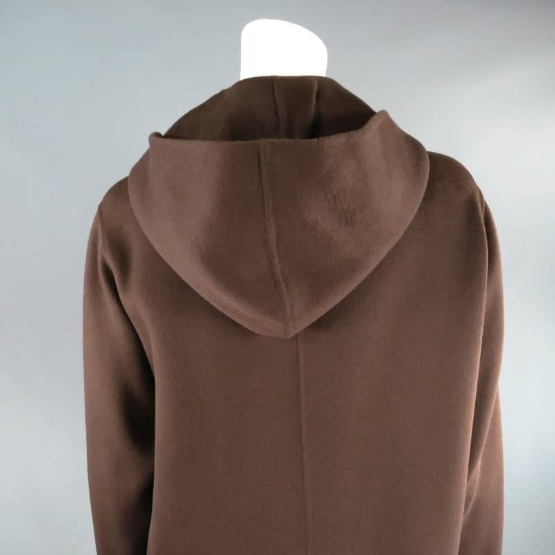 MAX MARA Size 4 Brown Cashmere Hooded Patch Pocket Shawl Coat 4