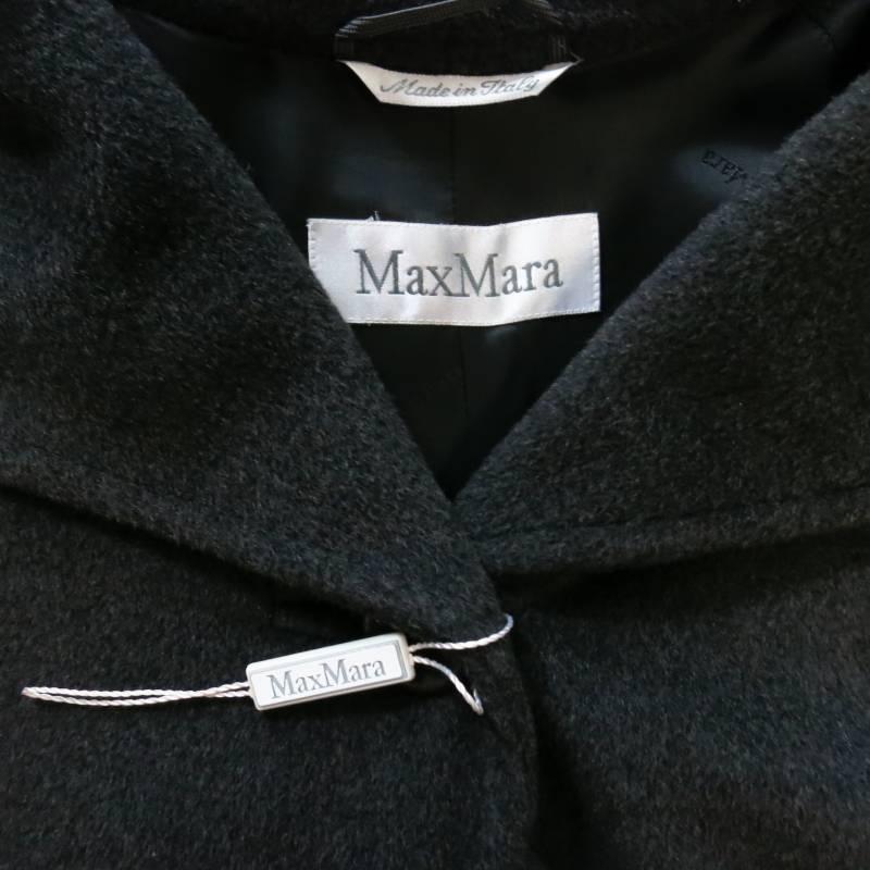 MAX MARA Size 6 Gray Virgin Wool / Cashmer Long Line Collared Single Button Coat 1