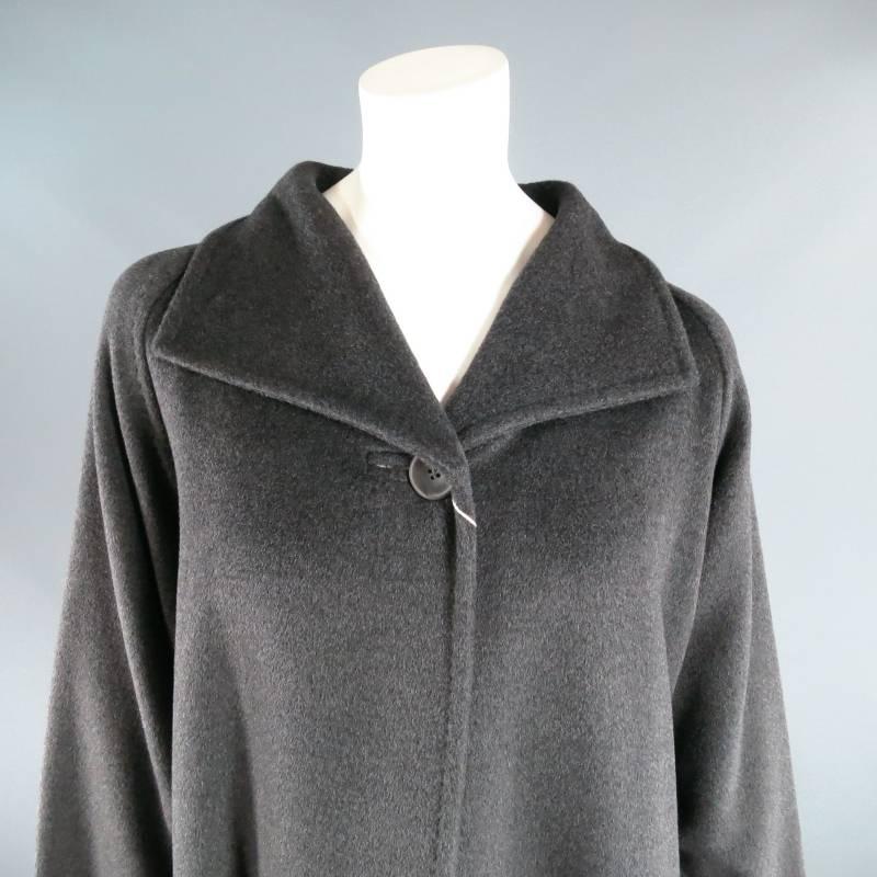 MAX MARA Size 6 Gray Virgin Wool / Cashmer Long Line Collared Single Button Coat In New Condition In San Francisco, CA