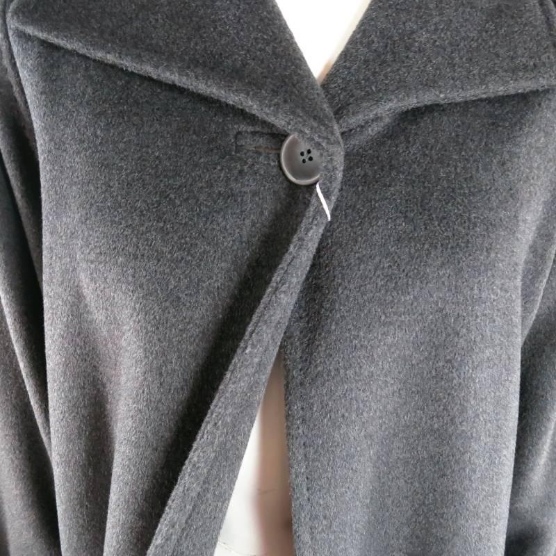 MAX MARA Size 6 Gray Virgin Wool / Cashmer Long Line Collared Single Button Coat 5