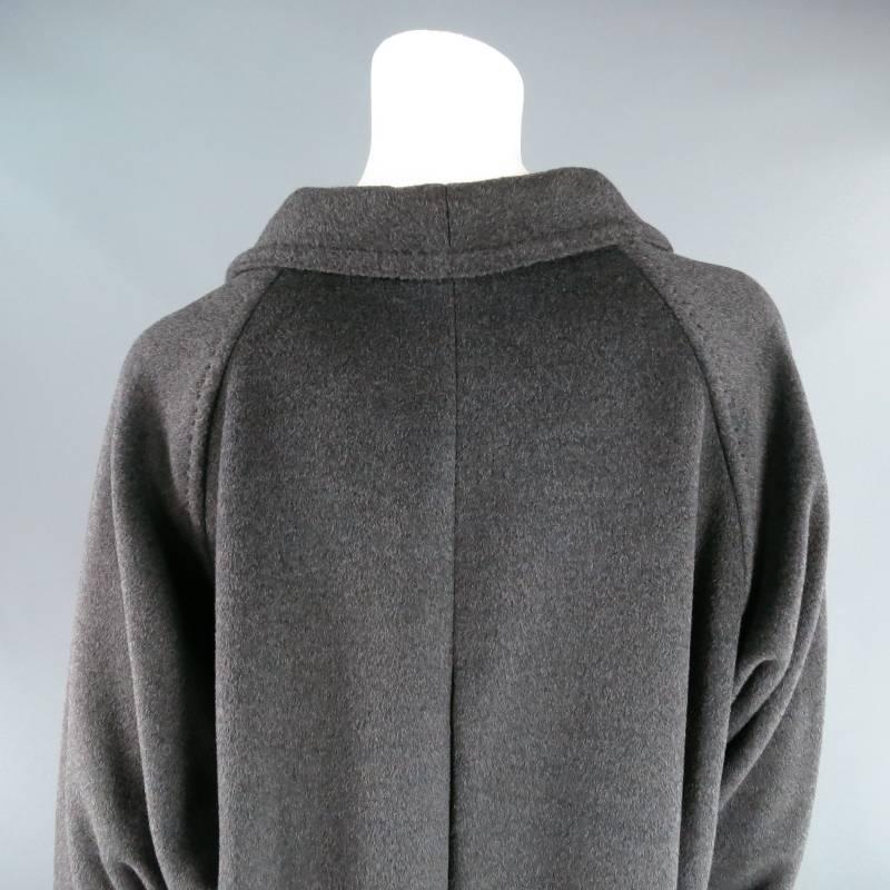 Women's MAX MARA Size 6 Gray Virgin Wool / Cashmer Long Line Collared Single Button Coat