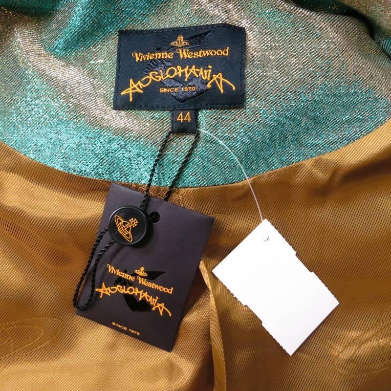 VIVIENNE WESTWOOD Anglomania Size 8 Green & Gold Lurex Sparkle Jacket 5