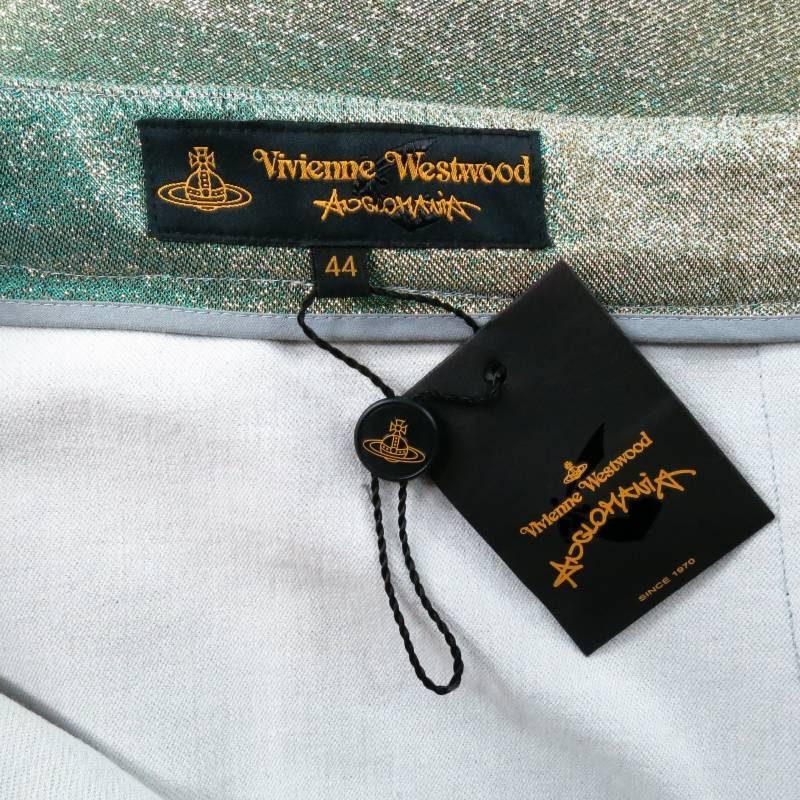 VIVIENNE WESTWOOD Anglomania Size 8 Green & Gold Sparkle Lurex Pencil Skirt 3