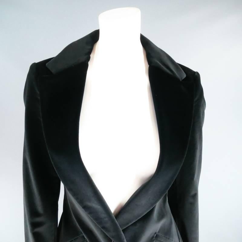 VIVIENNE WESTWOOD Red Label Size 8 Black Velvet Notch Lapel Blazer Suit In New Condition In San Francisco, CA