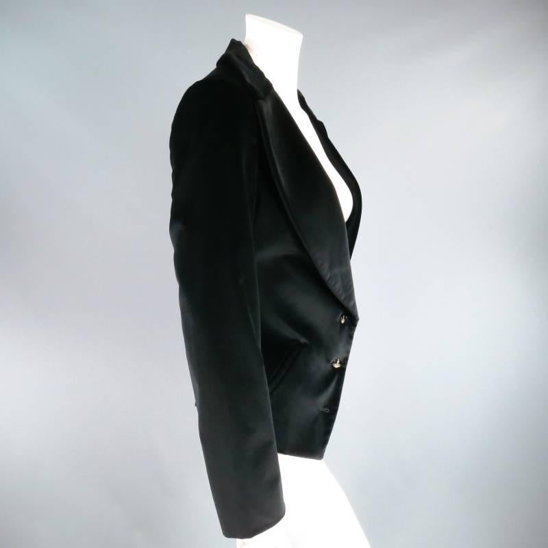 VIVIENNE WESTWOOD Red Label Size 8 Black Velvet Notch Lapel Blazer Suit 2