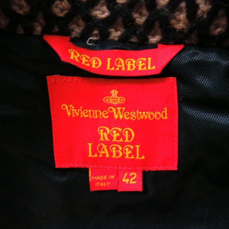 Women's VIVIENNE WESTWOOD Red Label Size 10 Tan & Black Mesh Textured Wool Blend Jacket
