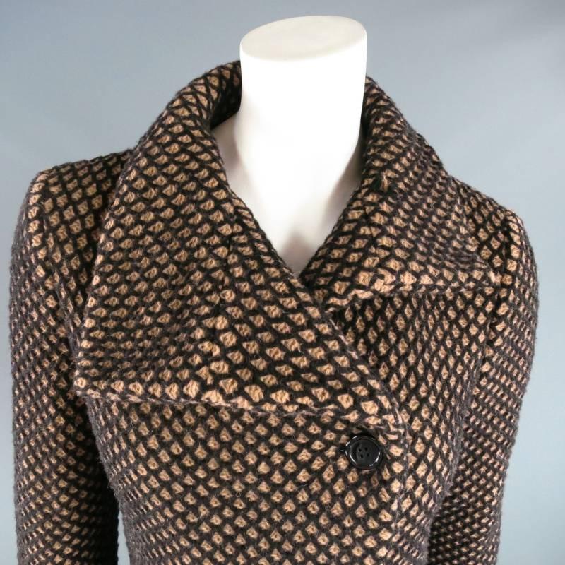 VIVIENNE WESTWOOD Red Label Size 10 Tan & Black Mesh Textured Wool Blend Jacket In New Condition In San Francisco, CA