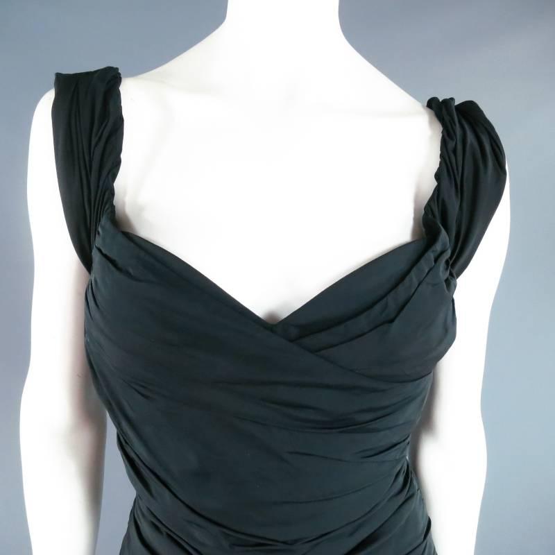 VIVIENNE WESTWOOD Red Label Size 6 Black Draped Sweetheart Bustier Cocktail Dres In New Condition In San Francisco, CA